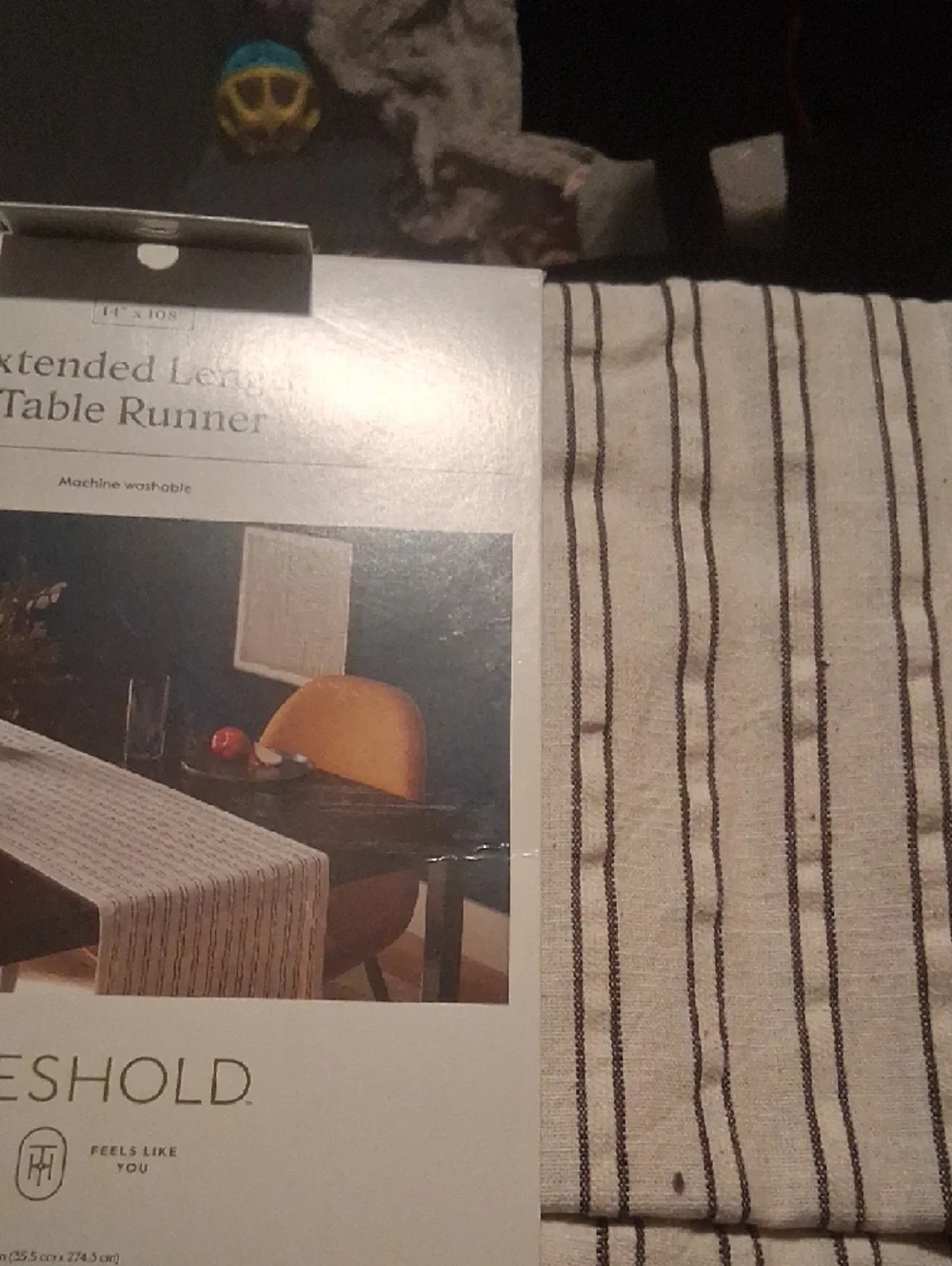 NWT Threshold Extended Length Cotton Striped Table Runner 14